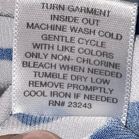 New York and Company Blue White Floral Patterned Short Sleeved Blouse Size L - Picture 6 of 10